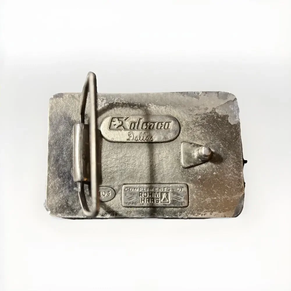 Vintage Dithane M-45 Belt Buckle Rohm & Haas Agriculture Koleaco Dallas Silver
